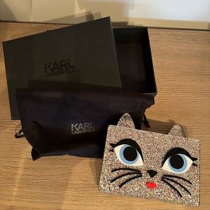 Women’s Karl Lagerfeld hard plastic cat shoulder bag/clutch. Brand new